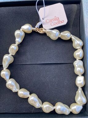 Camila Coelho Cream Pearl Necklace with Gold Claspe